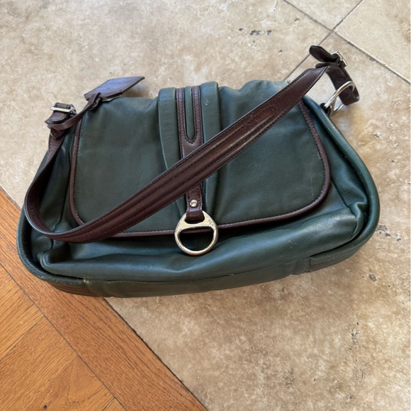 LAUREN RALPH LAUREN vintage olive, green and brown, leather handbag preowned - Picture 14 of 14